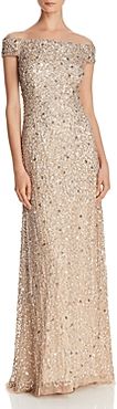 Off-the-Shoulder Sequined Gown