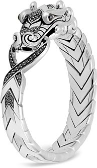 Sterling Silver Legends Naga with Black Spinel & Blue Sapphire Eyes Bracelet