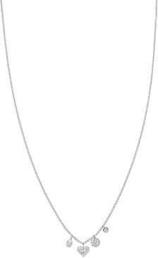 14K White Gold Diamond Charm Necklace, 18