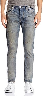Oil-Splashed Skinny Fit Jeans in Indigo Oil