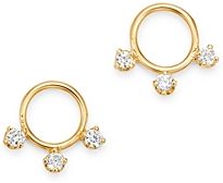 14K Yellow Gold Diamond Small Circle Stud Earrings