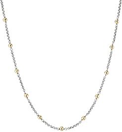 Sterling Silver & 18K Yellow Gold Cable Collectibles Bead & Chain Necklace, 36