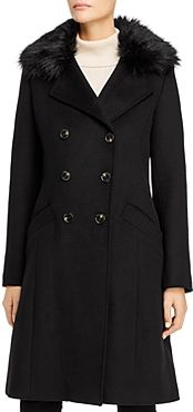 Maci Faux Fur Trim Double-Breasted Front Coat