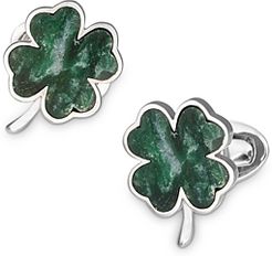 Sterling Silver & Green Onyx Four-Leaf Clover Cufflinks