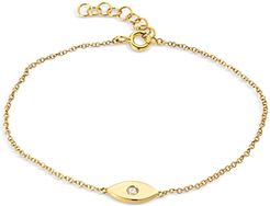 14K Yellow Gold Diamond Evil Eye Bracelet