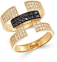 Black & White Diamond Deco Ring in 14K Yellow Gold - 100% Exclusive