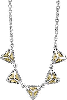 Sterling Silver & 18K Yellow Gold Ksl Pyramid Pendant Necklace, 18