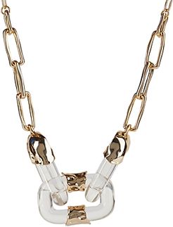 Lucite & Crumpled Chain Link Statement Necklace, 18