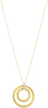 18K White & Yellow Gold Masai Diamond Double Circle Pendant Necklace, 31.5L