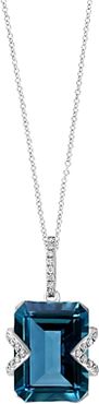London Blue Topaz & Diamond Pendant Necklace in 14K White Gold, 18L - 100% Exclusive