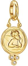 18K Gold 10mm Angel Pendant with Diamonds