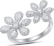 Fancy Cut Diamond Flower Ring in 14K White Gold, 1.25 ct. t.w.