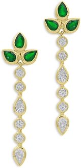 Emerald & Diamond Drop Earrings in 14K Yellow Gold - 100% Exclusive