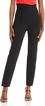 High Waisted Fitted Cropped Tie Waist Pants