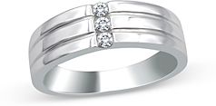 Diamond 3-Stone Ribbed Band in 14K White Gold, 0.15 ct. t.w. - 100% Exclusive