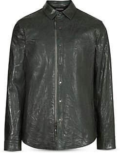 Slim Fit Leather Shirt Jacket