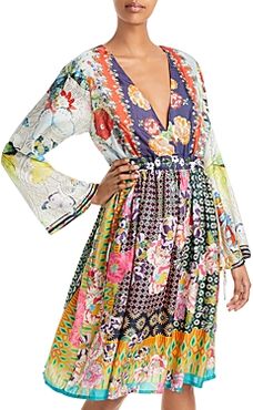 Cabot Mixed Print Silk Dress