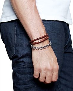 The Stephen Silver-Plated Brass & Braided Leather Bracelet