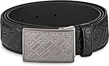 Plate Buckle Embossed Leather Belt