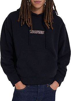 Cotton Fleece Logo Patch Loose Fit Hoodie