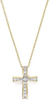 Diamond Cross Pendant Necklace in 14K Yellow Gold, .25 ct. t.w.
