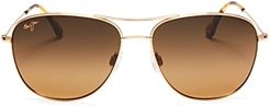 Unisex Cliff House Polarized Brow Bar Aviator Sunglasses, 59mm