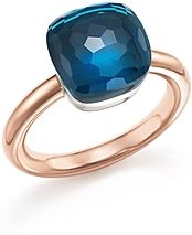 Nudo Classic Ring with London Blue Topaz in 18K Rose Gold and White Gold