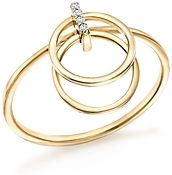 14K Yellow Diamond Accent Gold Circle Duo Ring