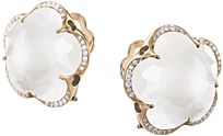 18K Rose Gold Bon Ton Milky Quartz & Diamond Floral Earrings