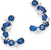 Blue Sapphire & Diamond Front-to-Back Earrings in 14K White Gold - 100% Exclusive