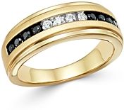 Black & White Diamond Band in Brushed 14K Yellow Gold - 100% Exclusive