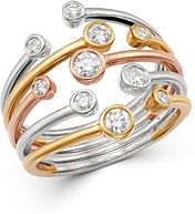 Bezel Set Diamond Multi-Row Band in 14K Yellow, White & Rose Gold, 0.50 ct. t.w. - 100% Exclusive