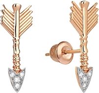 14K Rose Gold Diamond Medium Arrow Stud Earrings