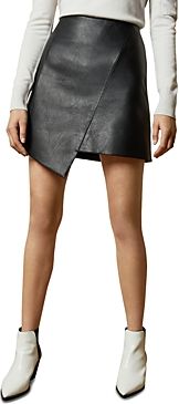 Oolive Asymmetric Faux Leather Mini Skirt