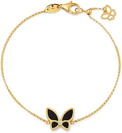 18K Yellow Gold Onyx & Diamond Butterfly Chain Bracelet - 100% Exclusive