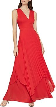 Pleated Satin Cutout Gown