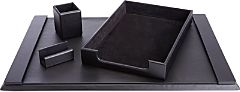 4 Pc. Suede Lined Executive Desk Accessory Set