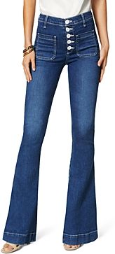 Cindy Button Fly Jeans in Medium Wash