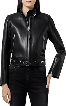 High Neck Leather Jacket