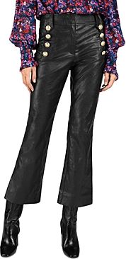 Corinna Faux Leather Cropped Flare Leg Pants