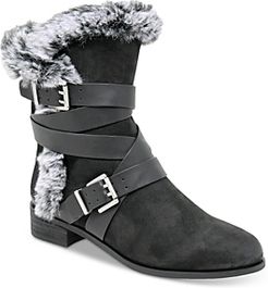 Schmidt Faux Fur Trim Tumbled Suede Booties