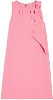 Draped Crepe Satin Shift Dress