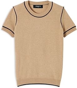 Contrast Piped Short Sleeve Sweater