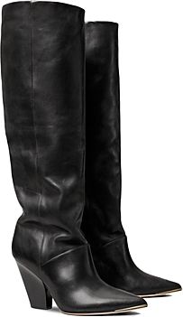 Lila Pointed Toe High Heel Tall Leather Boots