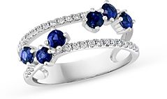 Blue Sapphire & Diamond Statement Ring in 14K White Gold - 100% Exclusive