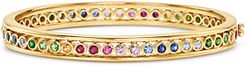18K Yellow Gold Classic Multi-Gemstone Rainbow Eternity Bangle Bracelet