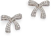 18K White Gold Diamond Bow Stud Earrings