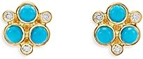 18K Yellow Gold Classic Trio Turquoise & Diamond Stud Earrings
