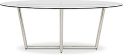 Modern Oval Tempered Glass Dining Table, 76 x 48