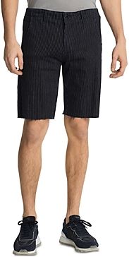 Raw Hem Regular Fit Pinstriped Shorts